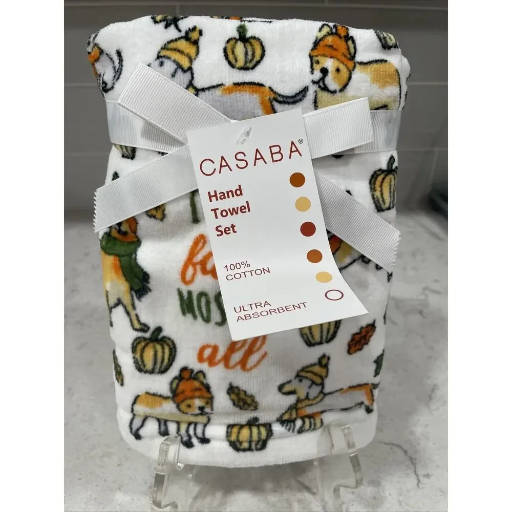 I LOVE FALL MOST OF ALL Dog Hand Towel (2) Corgi Dachshund Pug Bulldog Retriever